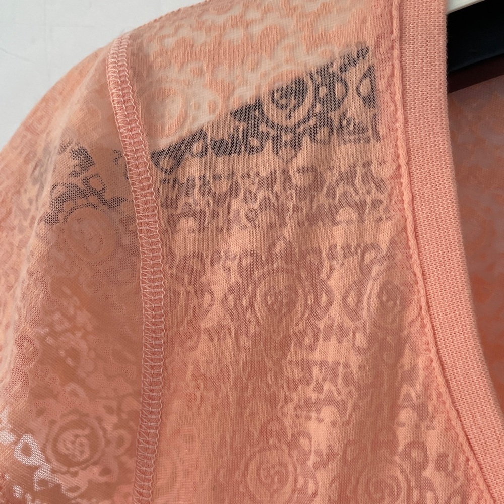 Earth Yoga Sheer Organic Cotton Blend Coral Peach Short Sleeve Tee Medium - Picture 6 of 14